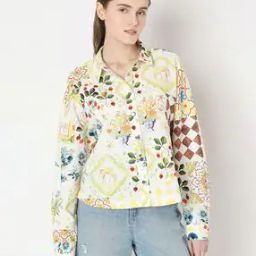 Women Leaf Print Regular Fit Shirt-image-64