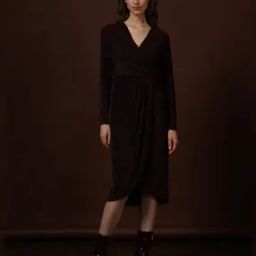 Women Shimmer V-Neck Wrap Dress-image-45
