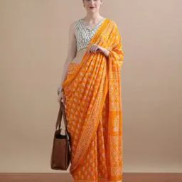 Women Floral Print Pure Cotton Mulmul Saree-picture-34