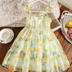Girls Floral Print Fit & Flare Dress-image-133