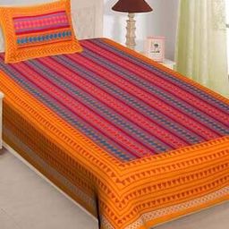 Geometric Print Single Size Bedsheet with Pillow Cover-image-30