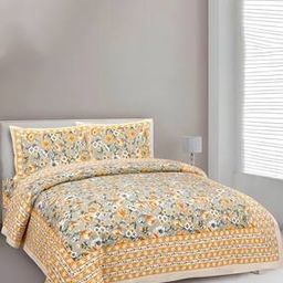 150 TC Floral Print King-Size Bedsheet with Pillow Covers -21