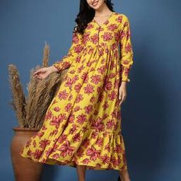 Women Floral Print Fit & Flare Dress-image-9