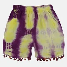 kiddopanti Tie & Dye Shorts with Pom-Pom Lace-picture-4