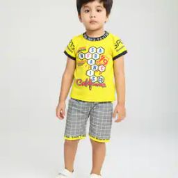 Boys Typographic Print T-Shirt with Shorts Set-5