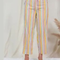 Women Striped Pants with Insert Pocket-image-80