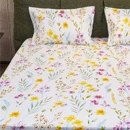 200 TC Floral Print King-Size Fitted Bedsheet with Pillow Covers-picture-40