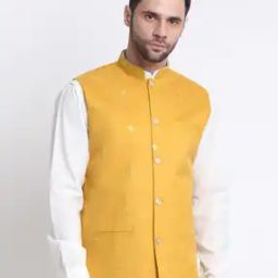 Men Embellished Nehru jacket with Insert Pockets-12