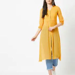 Button-Down V-neck Long Top-picture-11