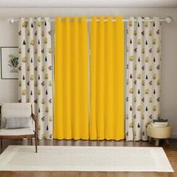 Pack of 4 Printed Curtains with Eyelets-image-54
