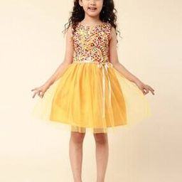 Girls Embroidered Fit & Flare Dress-image-91