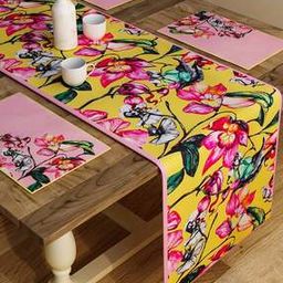 Set of 6 Floral Print Table Placemats & Runner-17