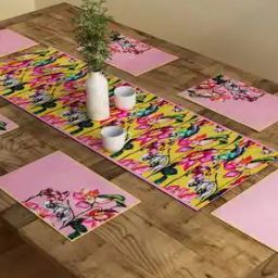 Set of 6 Floral Print Table Placemats & Runner-14