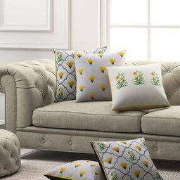 Set of 5 Floral Print Cushion Cover 16" x 16"-53
