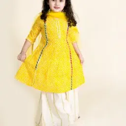 Striped A-line Kurta Set with Dupatta-image-85