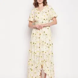 Floral Print Fit & Flare Dress with Waist Tie-Up-image-42