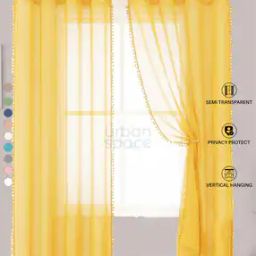 Set of 2 Door Curtains with Pom Pom-40
