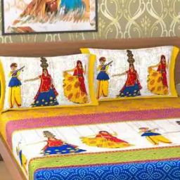 120 TC Cotton Double Bedsheet with 2 Pillow Covers-image-129