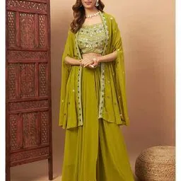 chhabra 555 Women Embroidered Shrug with Skirt & Crop Top Co-Ord Set-picture-7