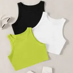 the cloth crow Women Pack of 3 Ribbed Regular Fit Tank Top-picture-38