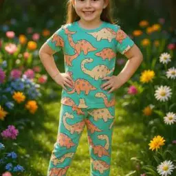 piku store Girls Printed T-Shirt & Pants Set-picture-0