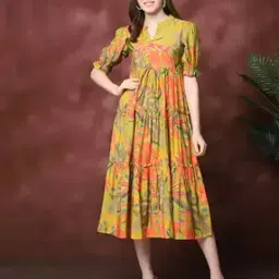 zwerlon x ag Women Floral Print Tiered Dress with Tie-Up-picture-1