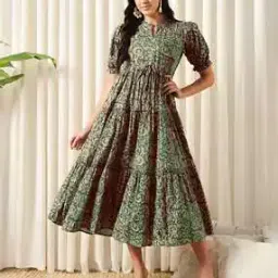 zwerlon x ag Women Floral Print Tiered Dress with Mandarin Collar-picture-20