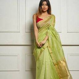 Soft Linen Cotton-Silk Saree with Jacquard Border-image-55
