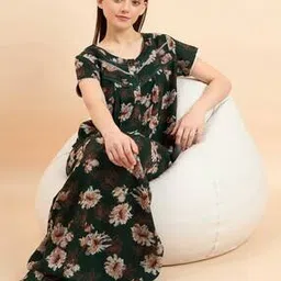 sweet dreams Women Floral Print Round-Neck Nightie-picture-0