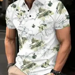 eyebogler Men Floral Print Regular Fit Polo T-Shirt with Short Sleeves-picture-32
