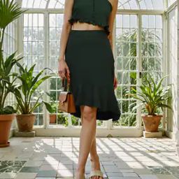 Shein Bottlegreen Co-Ord Set with Ruffle Trim-image-74