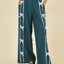 Shein Full Length Wide Track Pants With Bow Detail-image-61