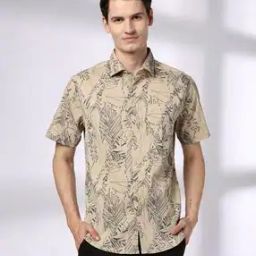 Men NP34 Leaf Print Regular Fit Shirt with Patch Pocket-picture-16