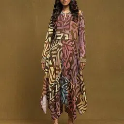 Printed Asymmetric Midi Dress-image-54