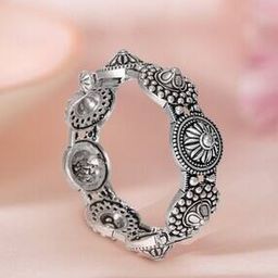 Women Oxidised Silver-Plated Broad Bangles-image-79