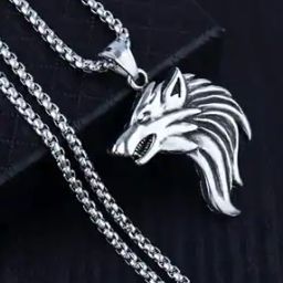 Oxidised Silver-Plated Wolf Locket with Chain-image-17