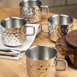 4 Set Stainless Steel Tea Cup Packof 4  -Each 100 Ml-image-5