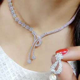 American Diamond-Studded Necklace & Earrings Set-23