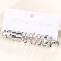 Women Set of 6 Silver-Plated Hoop Earrings-image-66