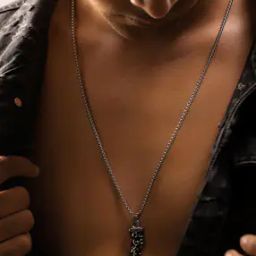 Men Silver-Plated Chain with Pendant-4