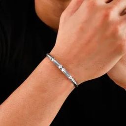 Men Silver-Plated Cuff Bracelet-33