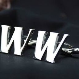Silver-Plated Alphabet W Cufflinks-25