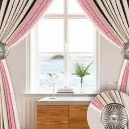 deco window Set of 2 Disc Ribbed Curtain Holdbacks-picture-34