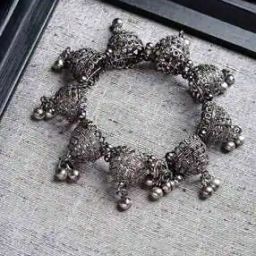 Silver-Toned Oxidized Jhumka Design Bangles-12