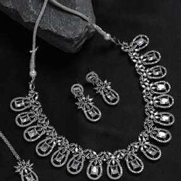 Women Rhodium-Plated American Diamond Studded Multi-piece Set-image-21