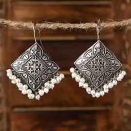 Women Oxidised Drop Earrings-image-16
