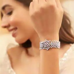 Women Rhodium-Plated Stone-Studded Link Bracelet-image-29