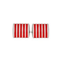 Rhodium-Plated Striped Cufflinks-picture-23