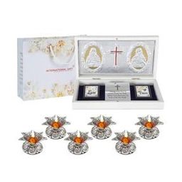 Silver-Plated Jesus Idol Charan Paduka & Diyas-image-98