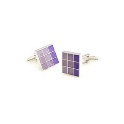 Rhodium-Plated Checked Cufflinks-image-27